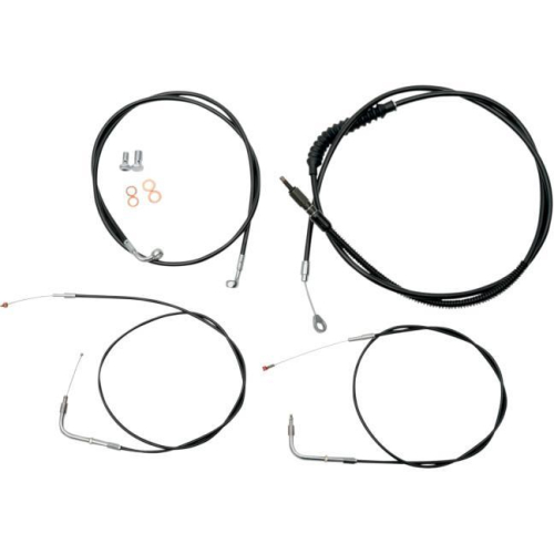 LA Choppers - LA Choppers Cable/Brake Line Kit - Beach Bars - Black Vinyl/Stainless - LA8151KT04B