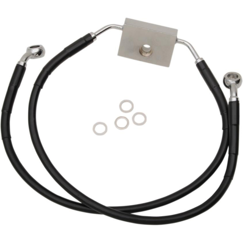 Drag Specialties - Drag Specialties Standard Length Front Stainless Steel Brake Line Kit - Black Vinyl - 1741-5285