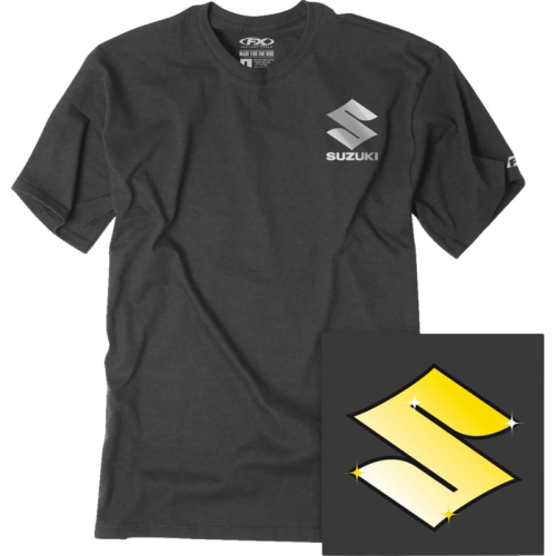 Factory Effex - Factory Effex Suzuki Bling T-Shirt - 27-87416 - Heather Charcoal - X-Large