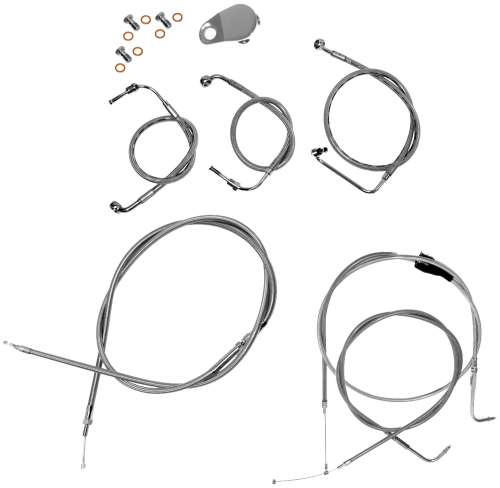 LA Choppers - LA Choppers Cable/Brake Line Kit - 12-14in. Ape Hangers - Stainless Steel - LA-8120KT-13
