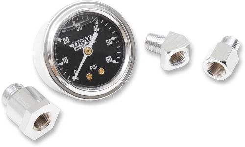 Drag Specialties - Drag Specialties 1 3/4in. Deluxe Liquid-Filled Oil Pressure Gauge Kit - 60lb. - Black Face Dial - 244112-BX14