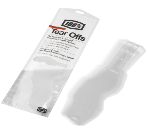 100% - 100% Standard Tear-Offs for Racecraft 2/Accuri 2/Stratus 2 Goggles - 20pk. - 59084-00001