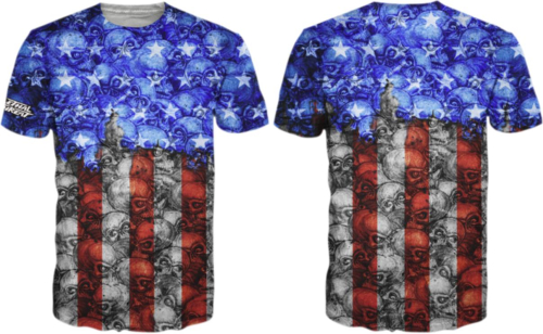 Lethal Threat - Lethal Threat USA Skull Camo T-Shirt - SC50504L - USA Flag - Large