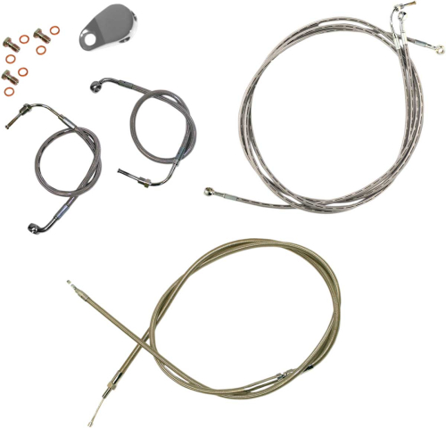 LA Choppers - LA Choppers Cable/Brake Line Kit - 12-14in. Ape Hangers - Stainless Steel - LA-8050KT-13