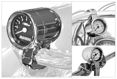 Baron Custom Accessories - Baron Custom Accessories Bullet Tachometer - 1 1/4in. - Black Face - BA-7576U