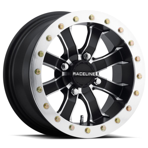 Raceline - Raceline Mamba Beadlock Wheel - 15x7 - 3.5+3.5 Offset - 4/137 - Black/Polished - A7157037-T-00
