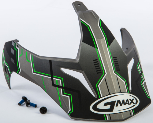 G-Max - G-Max Visor with Screws for GM-11/S Helmets - Adventure Matte Silver/Hi-Vis Green - G011058