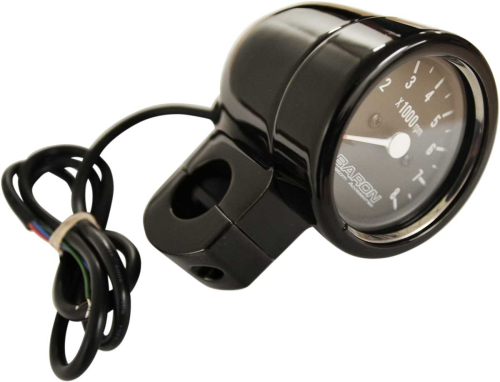 Baron Custom Accessories - Baron Custom Accessories Tachometer - Black with Black Face - BA-7570-01B