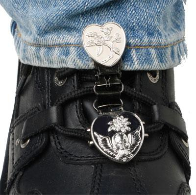 Ryder Clips - Ryder Clips Laced Boots Two Clip Version - Heart/Skull Chrome - HSLC-FC