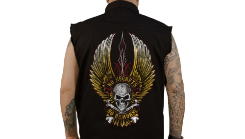 Lethal Threat - Lethal Threat No Regrets Sleeveless Button Down Shirt - CO60190L - Black - Large