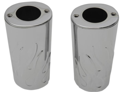 Drag Specialties - Drag Specialties Flame Fork Slide Covers - Stock Length - Chrome - 0411-0132