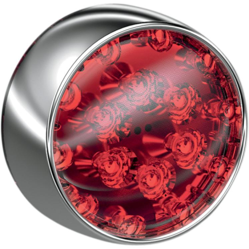 Kuryakyn - Kuryakyn Panacea Rear Turn Signal Insert - Bullet style - Chrome Bezel/Red Lens - 5430