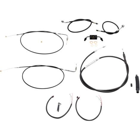 LA Choppers - LA Choppers Complete Handlebar Cable/Brake & Clutch Line/Wire Kit - Black Vinyl/Stainless - LA-8231KT2-19B