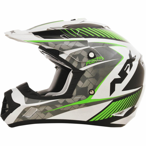 AFX - AFX FX-17 Factor Helmet - 01104516 - Pearl White/Green Gloss Factor - X-Small