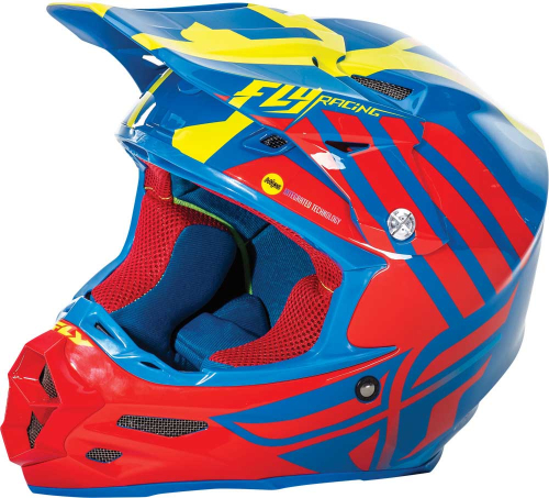 Fly Racing - Fly Racing F2 Carbon MIPS Zoom Helmet - 73-4203XS - Blue/Red/Hi Vis Yellow - X-Small