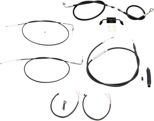 LA Choppers - LA Choppers Complete Handlebar Cable and Brake Line Kit - Black Vinyl/Stainless - LA-8321KT2-08B