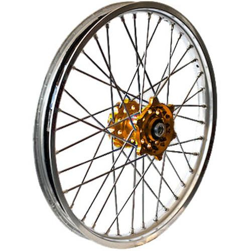 Dubya - Dubya MX Front Wheel with Excel Takasago Rim - 1.60x21 - Gold Hub/Silver Rim - 56-3131GS