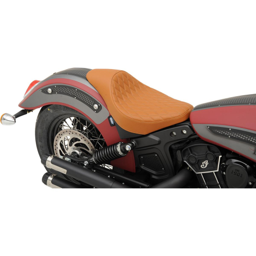 Drag Specialties - Drag Specialties 3/4 Extended Reach Solo Seat - 22in L x 12in W - Diamond Stitch - Brown - 0810-2002