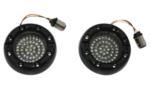 Custom Dynamics - Custom Dynamics Flat Ringz Front LED Turn Signal (1157 Base) - Black - Amber Inner/White Outer/Smoke Lens - FTRBAW1157S