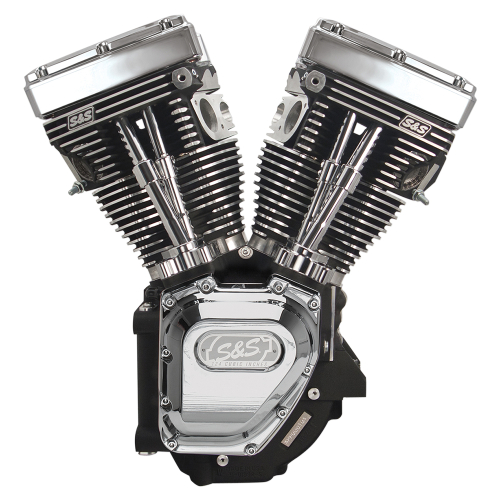 S&S Cycle - S&S Cycle T124LC Series Long Block Engine - Wrinkle Black/Chrome - 310-0326A