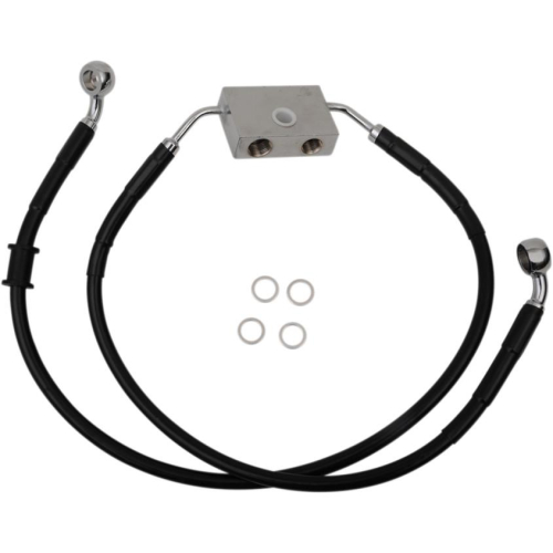 Drag Specialties - Drag Specialties Standard Length Front Stainless Steel Brake Line Kit - Black Vinyl - 1741-5301