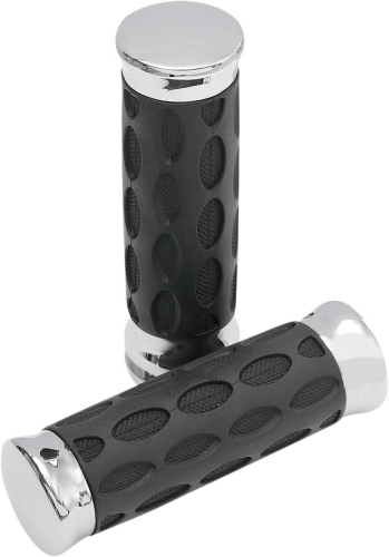 Drag Specialties - Drag Specialties Custom Rubber Grips - Chrome - 0630-0739