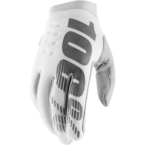 100% - 100% Brisker Gloves - 10016-055-12 - White/Silver - Large