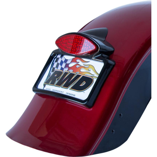 Russ Wernimont Designs - Russ Wernimont Designs LED Run/Turn/Brake Taillight with License Plate Frame - Gloss Black - RWD-50207GB
