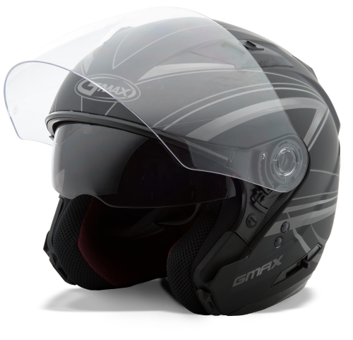 G-Max - G-Max OF77 Derk Helmet - G3773393 TC-12F - Flat Black/Silver - X-Small