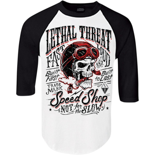Lethal Threat - Lethal Threat Not 4 Slow 3/4 Sleeve Shirt - LT20492XL - White/Black - X-Large