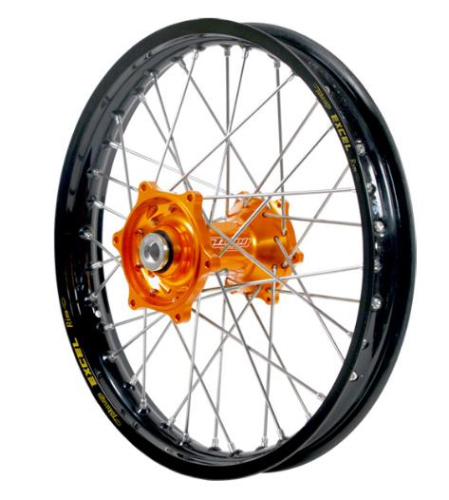 Dubya - Dubya MX Rear Wheel with Excel Takasago Rim - 1.40x19 - Orange Hub/Black Rim - 56-3181OB
