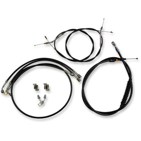 LA Choppers - LA Choppers Standard Handlebar Cable/Brake & Clutch Line/Wire Kit - Black Vinyl/Stainless - LA-8122KT-16B