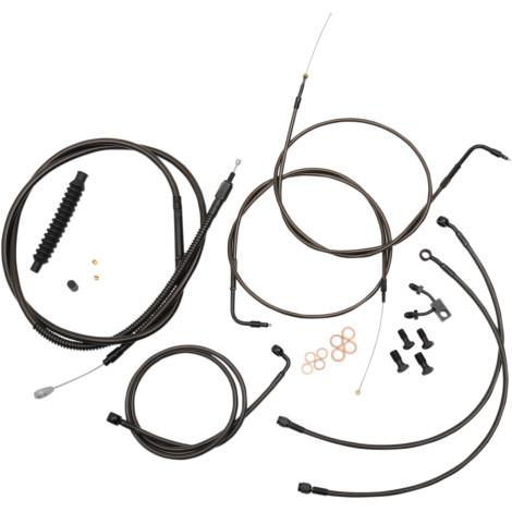 LA Choppers - LA Choppers Standard Handlebar Cable/Brake & Clutch Line/Wire Kit - Midnight Black - LA-8123KT-16M