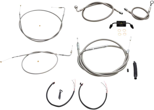 LA Choppers - LA Choppers Complete Handlebar Cable/Brake & Clutch Line/Wire Kit - Stainless Braided - LA-8321KT2-08
