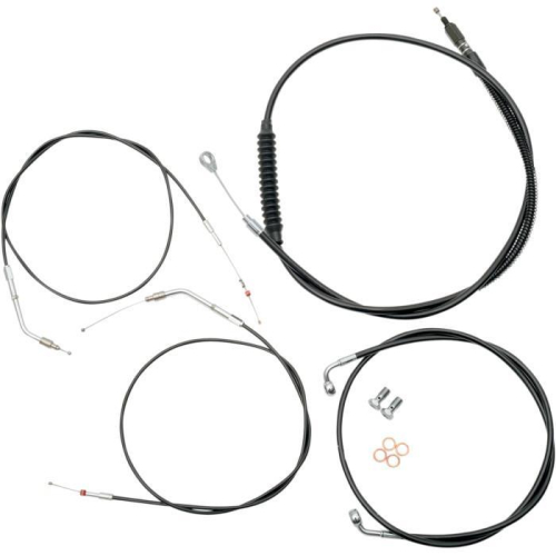 LA Choppers - LA Choppers Complete Black Vinyl/Stainless Cafe Handlebar Cable and Brake Line Kit - LA-8300KT2-0CB