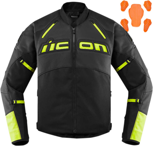 Icon - Icon Contra2 Leather Jacket - 2810-3655 - Hi-Viz - Medium