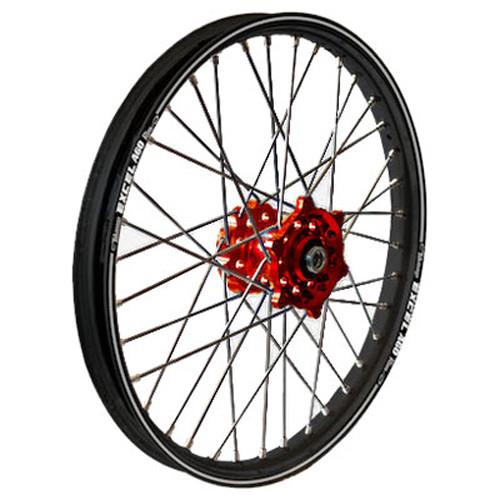 Dubya - Dubya MX Rear Wheel with Excel Takasago Rim - 2.15x19 - Red Hub/Black Rim - 56-3119RB
