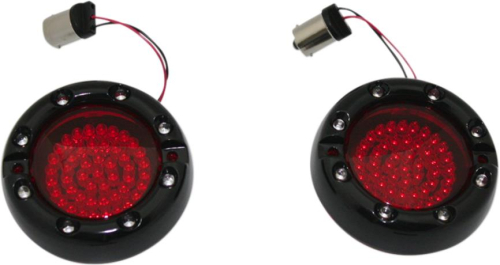 Custom Dynamics - Custom Dynamics Flat Ringz Rear LED Turn Signal (1156 Base) - Black - Red Inner/Red Outer/Smoke Lens - FTRBRR1156S
