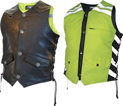 Missing Link - Missing Link G2 D.O.C. Reversible Leather Safety Vest - G2RVMG3 - Black/Hi-Viz Green - 3XL