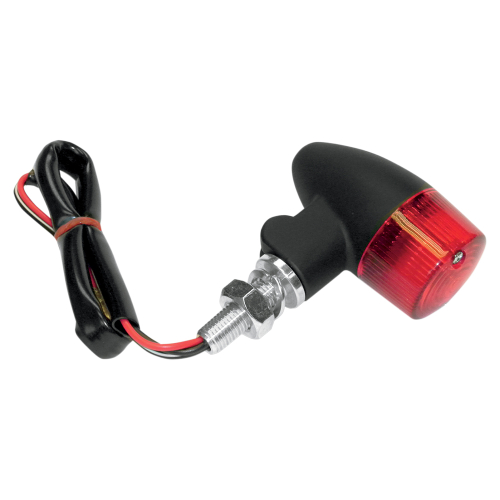 K&S Technologies - K&S Technologies Black Satin Aluminum Marker Lights - Round #2 with Red Lens - Single Filament - 25-8332BK