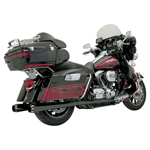 Bassani Manufacturing - Bassani Manufacturing +P Stepped True-Duals Exhaust System - Black with Black Fluted End Caps - 1F46RB