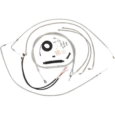 LA Choppers - LA Choppers Complete Handlebar Cable/Brake & Clutch Line/Wire Kit - Stainless Braided - LA-8122KT2-19
