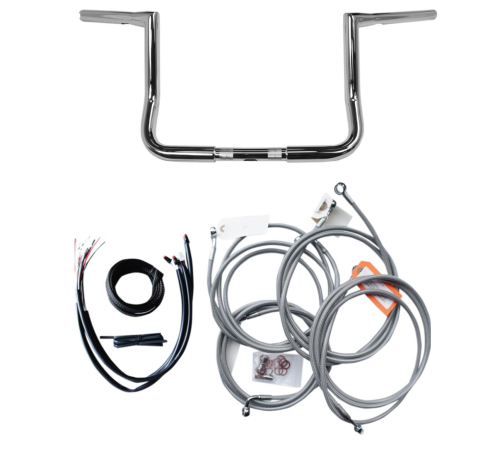LA Choppers - LA Choppers 1-1/4in. Big Twin Peaks Handlebar Kit - 10in. - Stainless - LA7361KT210