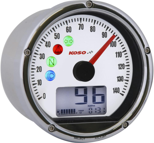 Slipstreamer - Slipstreamer TNT-01S Universal Speedo/Tach Combo - Chrome/White Face - BA035160-HD