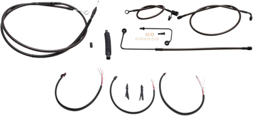 LA Choppers - LA Choppers Complete Handlebar Cable and Brake Line Kit - Midnight - LA-8151KT2B-19M