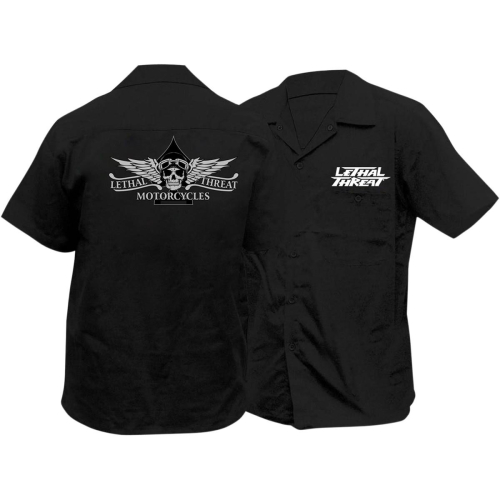 Lethal Threat - Lethal Threat Lethal Motorcycle Embroidered Work Shirt - FE50151M - Black - Medium