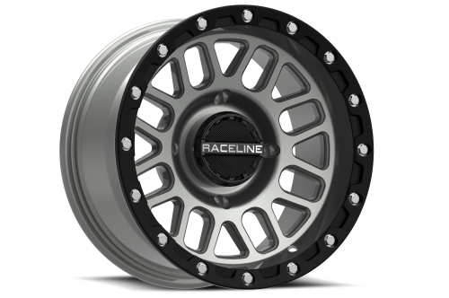 Raceline - Raceline Podium Beadlock Wheel - 14x7 - 6+1 Offset - 4/137 - Black/Gray - A93SG-47037+38
