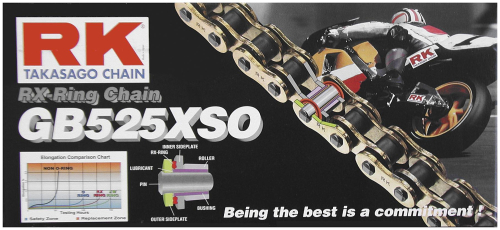 RK - RK 525 XSO GB Chain - 114 Links - Gold - GB525XSO-114