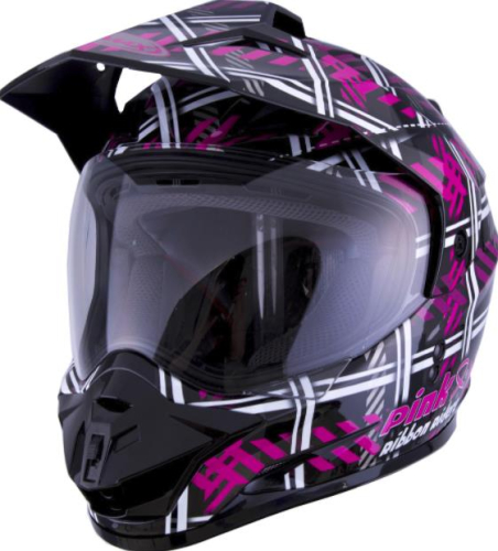 G-Max - G-Max GM11D Dual Sport PRR Plaid Helmet - G5117404 - Black/Pink - Small