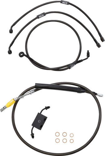LA Choppers - LA Choppers Cable/Brake Line Kit - 18-20in. Ape Hangers - Midnight - LA-8157KT-19M